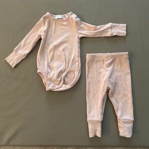 Like New Zara Adjustable Rib Bodysuit and Leggings Pink 3-6mo 3-6m 3-6 Months